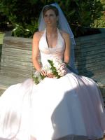 Stunning Rose Pink Halter Wedding Dress by Maggie Sottero Couture